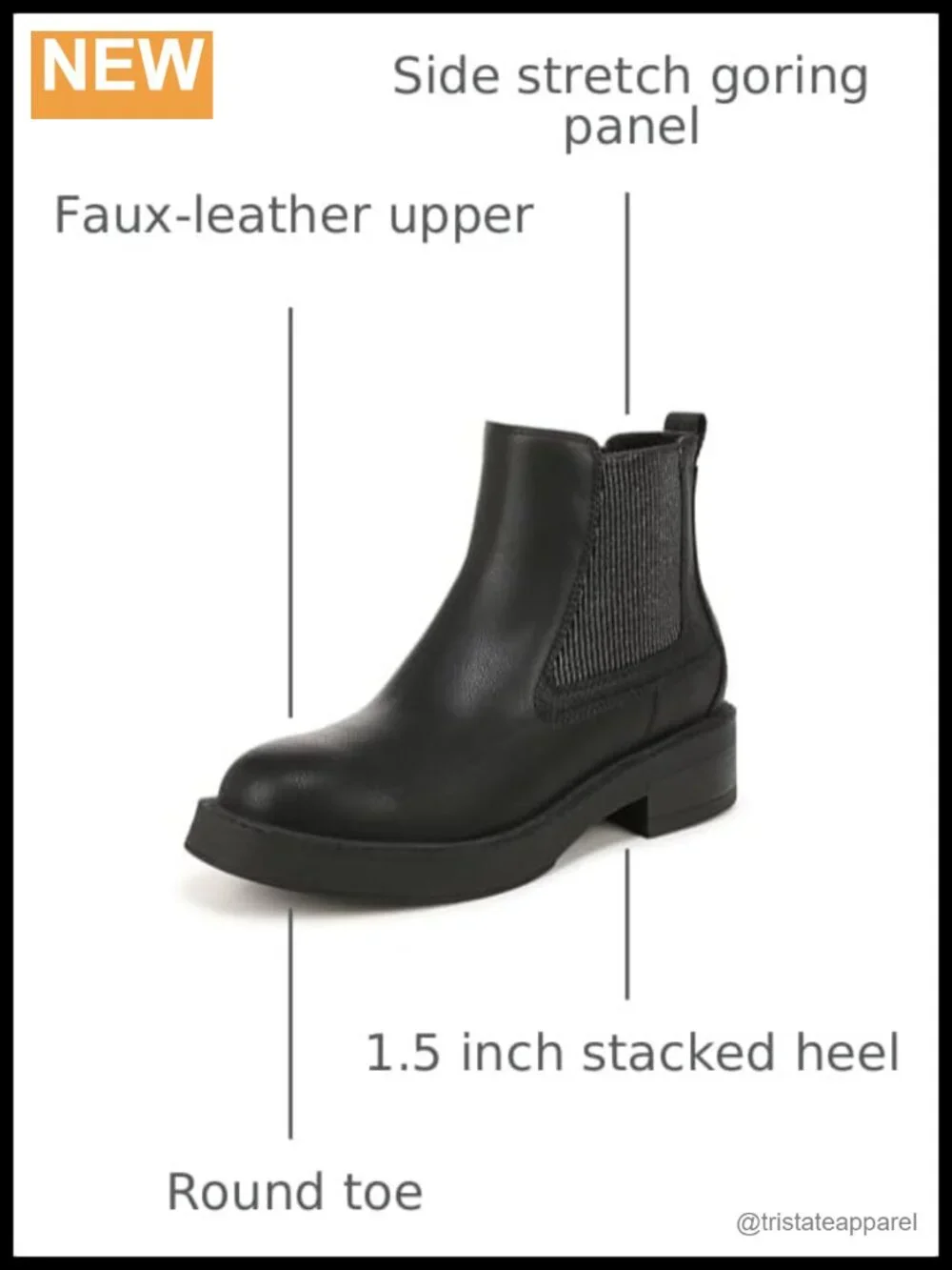 Women's Chelsea Ankle Bootie with Inside Zipper, Faux Leather